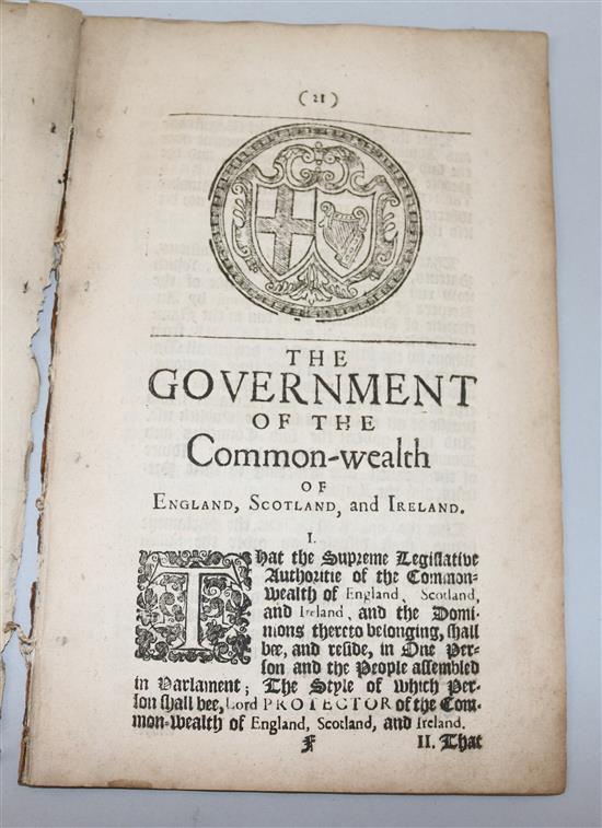 Cromwell, Oliver. The Government of the Commonwealth of England, Scotland and Ireland,